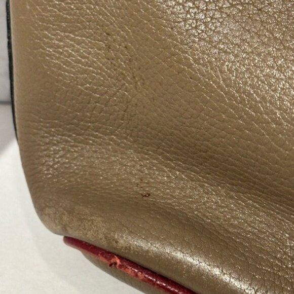 Dooney & Bourke Vintage Drawstring All Weather Leather Bucket Bag Tan Navy - Picture 6 of 14